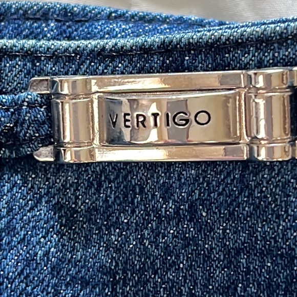 Stylish Vertigo Paris blue denim skinny jeans with silver metal accents waist 25 - Picture 1 of 17